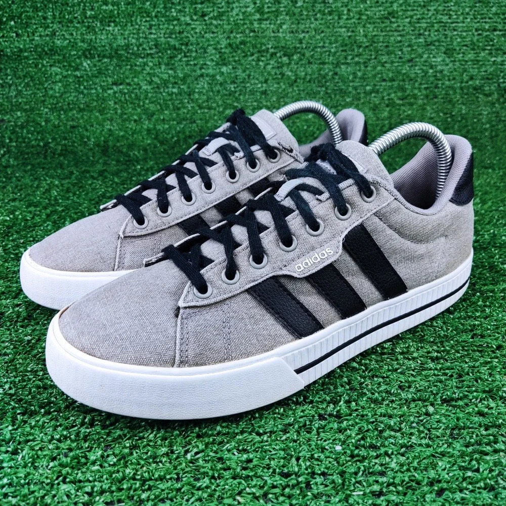Adidas Sneakers Men 7.5 Grey Daily 3.0 Canvas Low Top FW3270 Casual Shoes